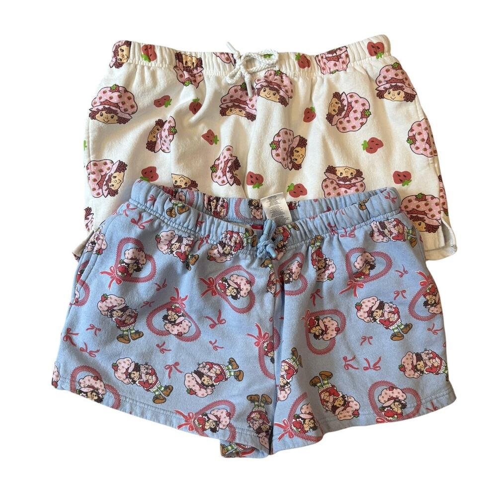 Strawberry Shortcake Pajama Shorts Lounge Elastic Drawstring PJ Shorts - 2 Pairs